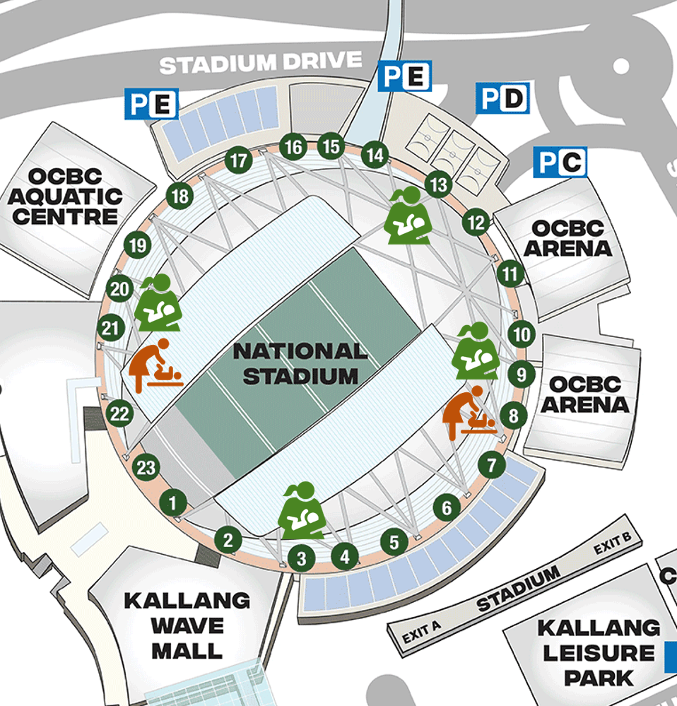 Map of nursing rooms and lactations pods
